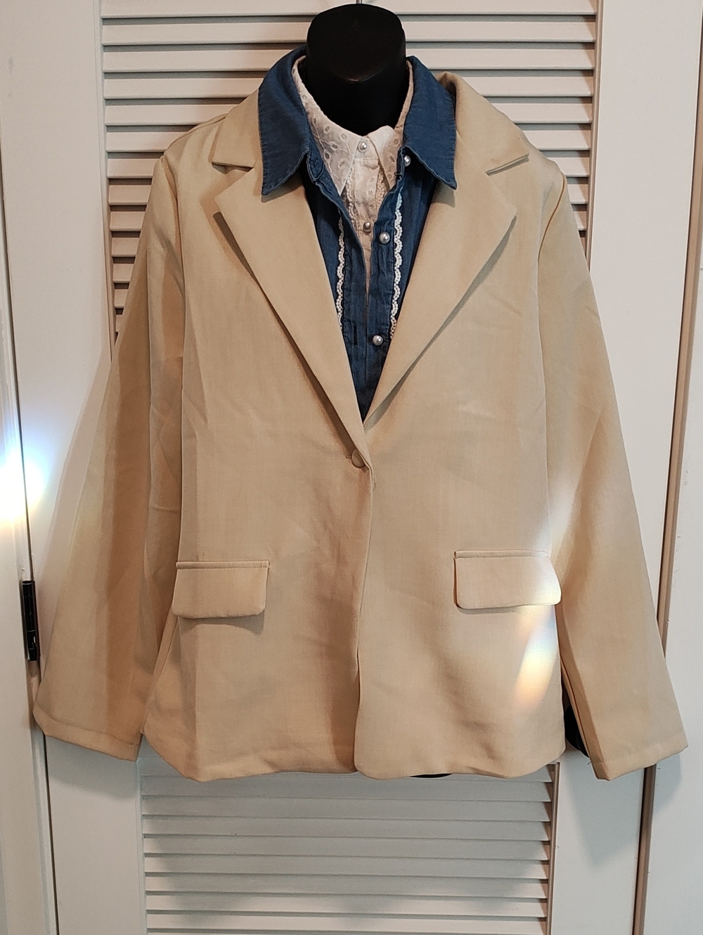 Alice blue Beige Women's Single-Button Blazer Jacket
